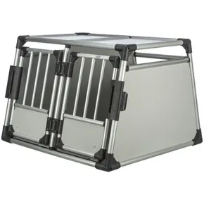Doppelter Transportkäfig, Aluminiumrahmen, feste Paneele 95x69x88 cm
